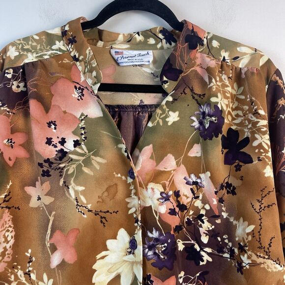 A Personal Touch Womens Top 3X Multi Floral Button Up Blouse Mature Cottage Boho - Picture 2 of 8
